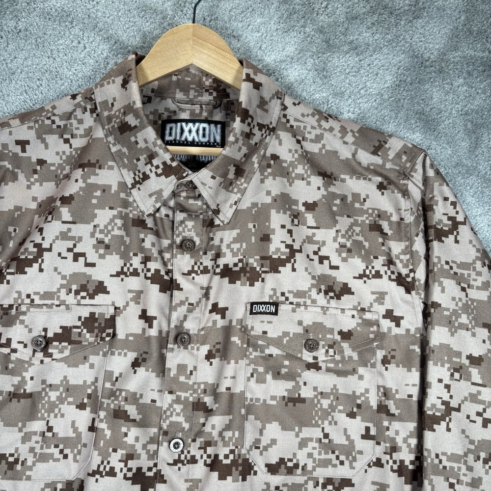 DIXXON Men's Digital Camo Button-Down Shirt in Tan and Brown